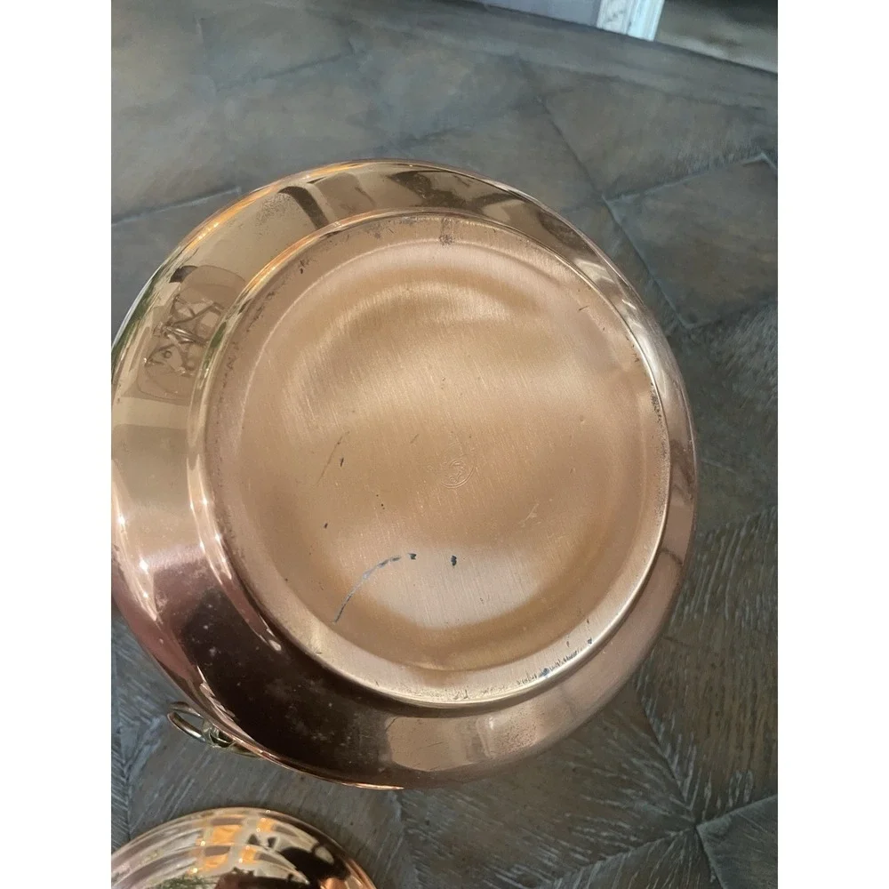 Vintage MCM Coppercraft Guild Copper Ice Bucket 2 Brass  Lion Head Handles 7x7